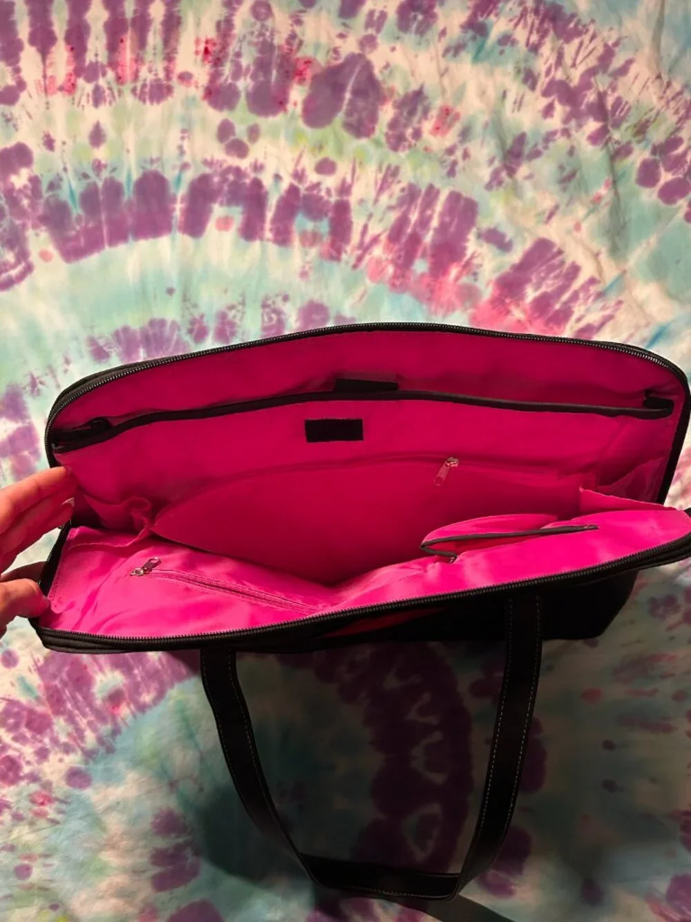 Women's Work Laptop Briefcase Bag with Hot Pink Lining